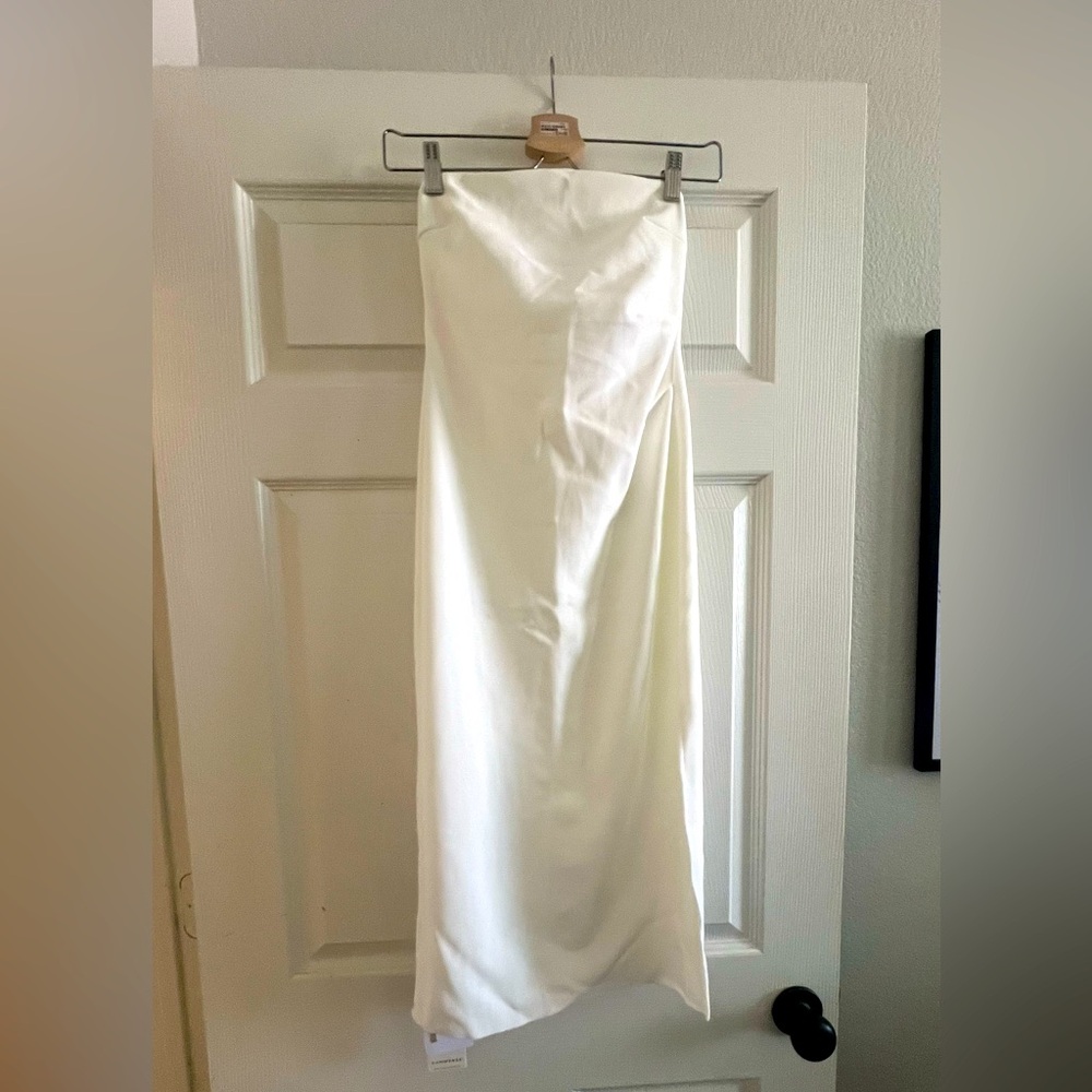 Small Commense white strapless dress